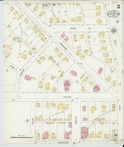 Sanborn Fire Insurance Map from Napoleon, Henry County, Ohio (1905), Sheet #0002 - Complete Map Set gallery image, historic Sanborn map, vintage wall art, Ohio Ohio