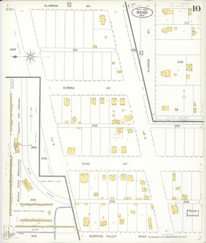 Sanborn Fire Insurance Map from Reno, Washoe County, Nevada (1904), Sheet #0010 - Complete Map Set gallery image, historic Sanborn map, vintage wall art, Nevada Nevada