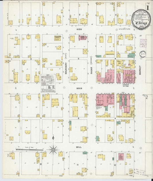 Sanborn Fire Insurance Map from McArthur, Vinton County, Ohio (1901), Sheet #0001 - Complete Map Set gallery image, historic Sanborn map, vintage wall art, Ohio Ohio
