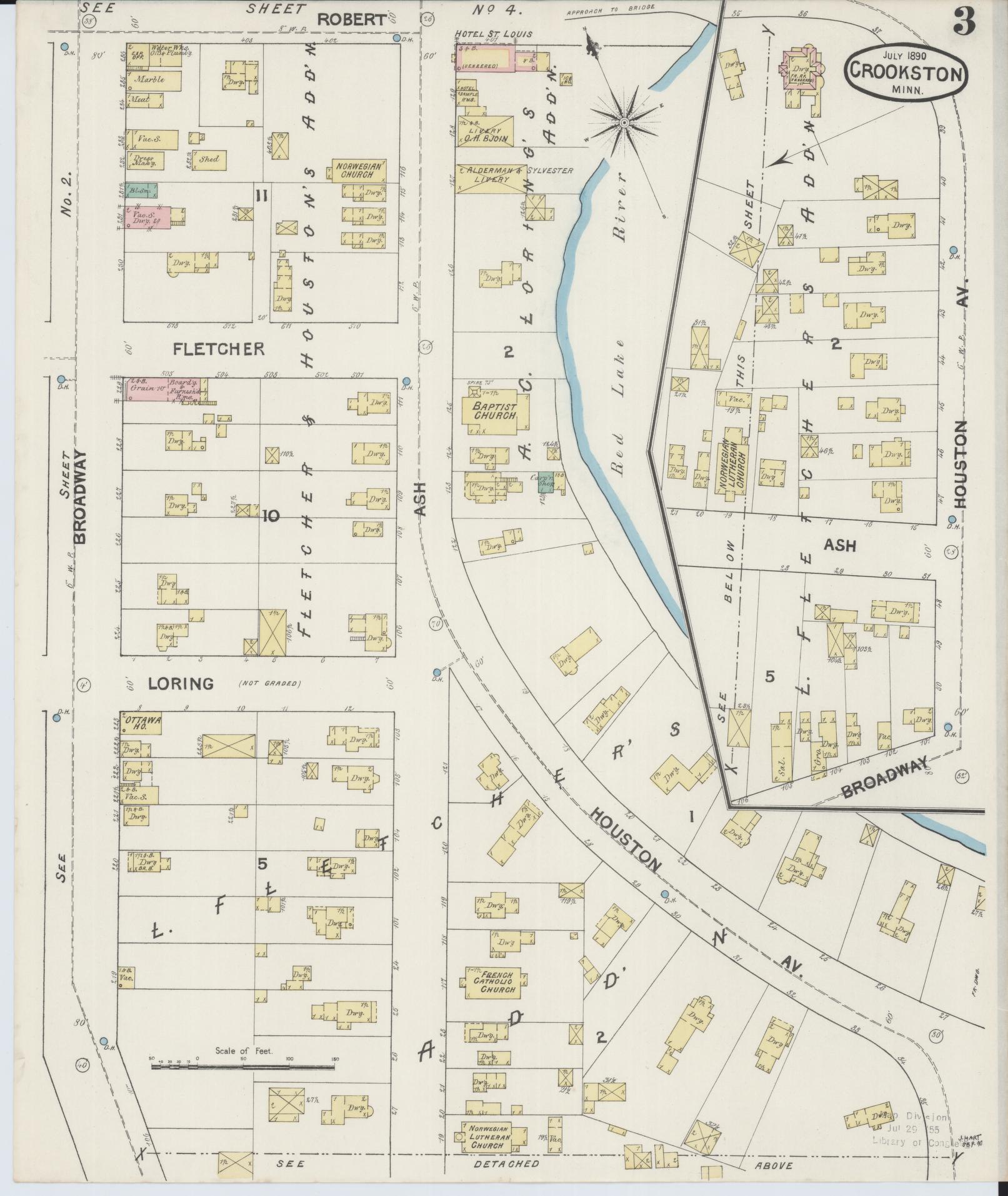 Sanborn Fire Insurance Map from Crookston, Polk County, Minnesota (1890), Sheet #0003 - Complete Map Set gallery image, historic Sanborn map, vintage wall art, Minnesota Minnesota