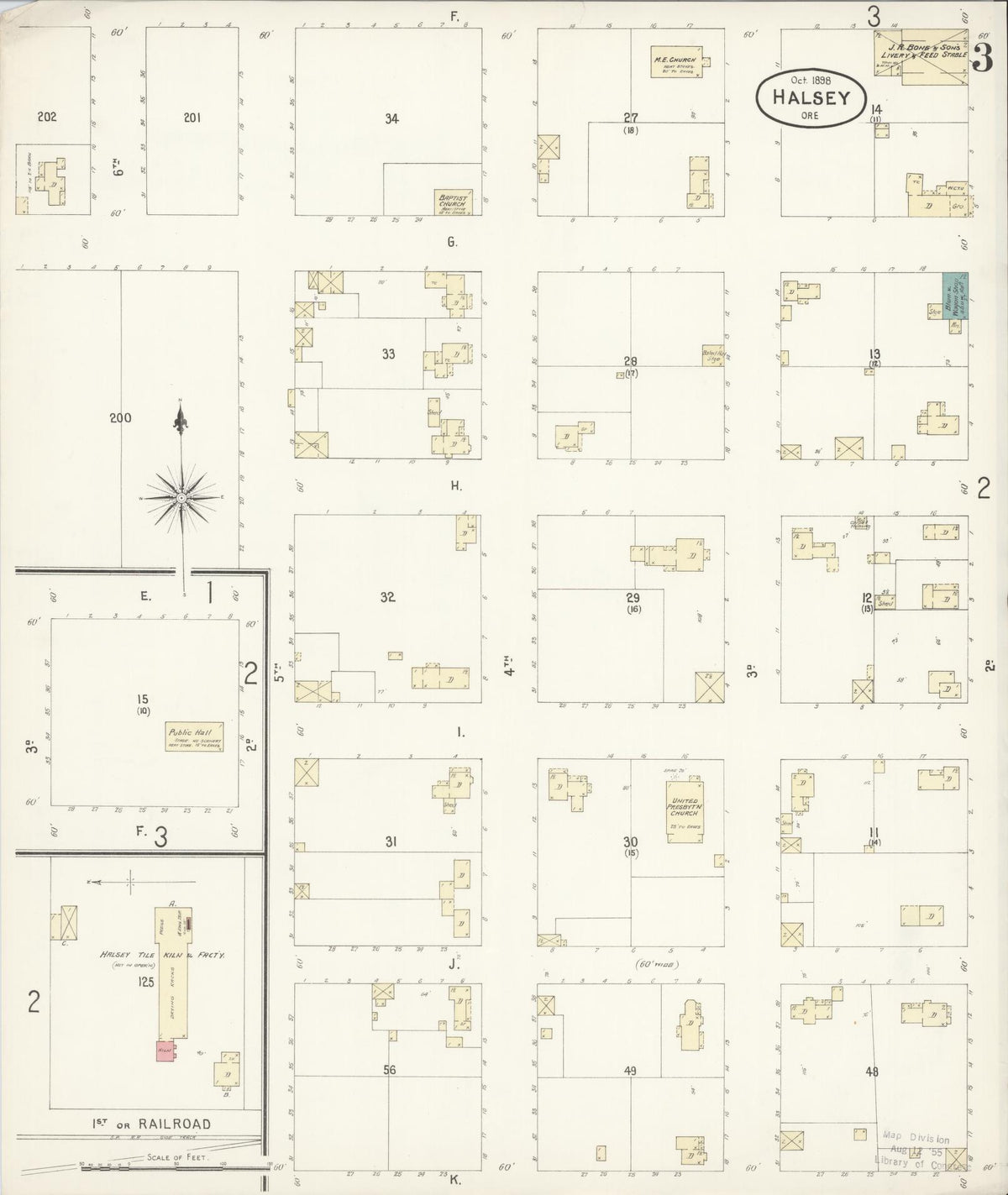 Sanborn Fire Insurance Map from Halsey, Linn County, Oregon (1899), Sheet #0003 - Historic Sanborn Fire Insurance Map Print, vintage old map wall art, antique decor, genealogy gift, Oregon Oregon map