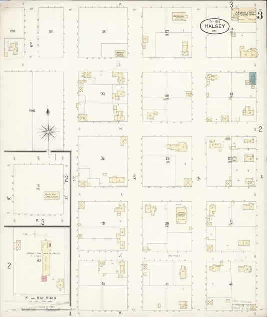 Sanborn Fire Insurance Map from Halsey, Linn County, Oregon (1899), Sheet #0003 - Historic Sanborn Fire Insurance Map Print, vintage old map wall art, antique decor, genealogy gift, Oregon Oregon map