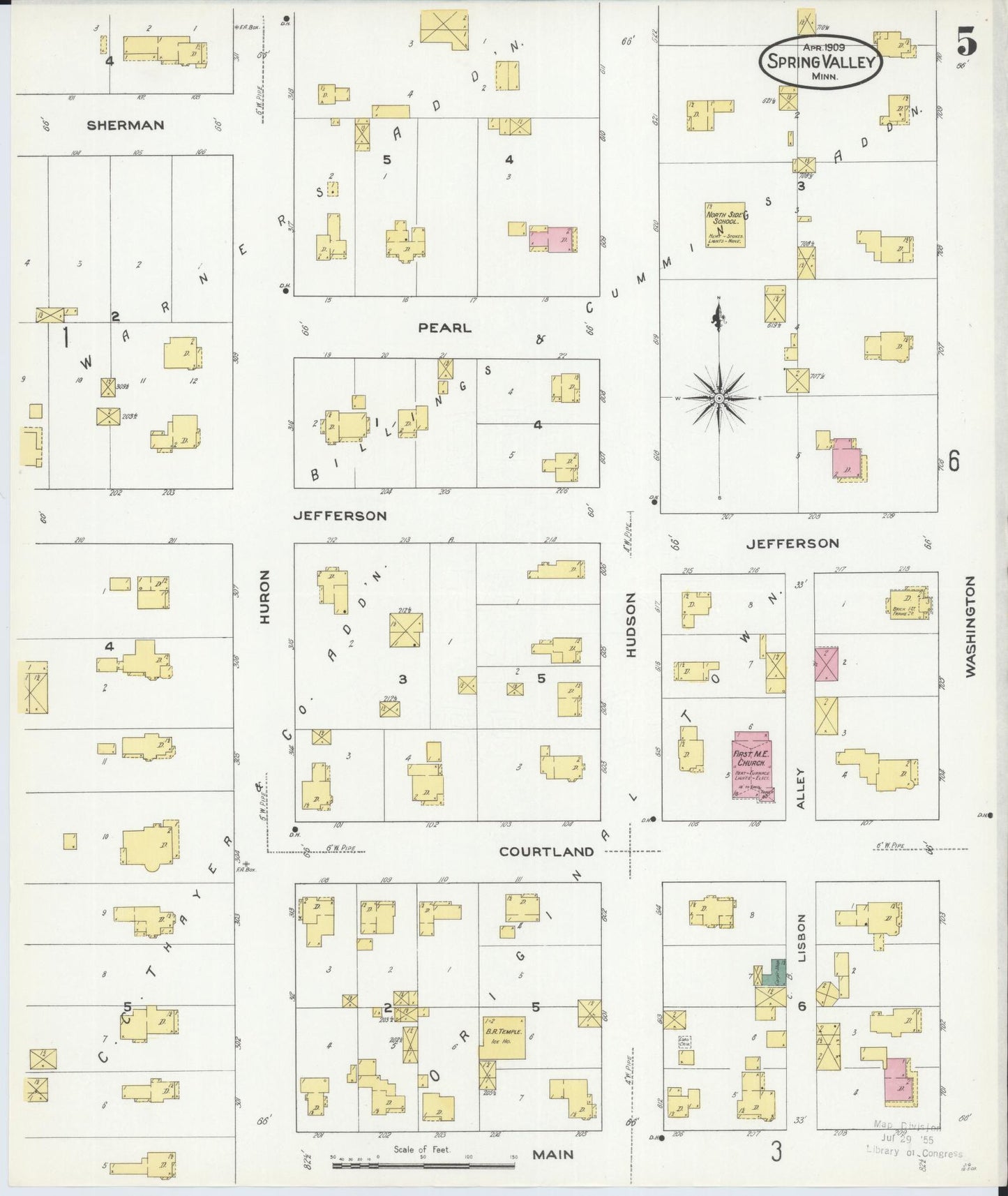 Sanborn Fire Insurance Map from Spring Valley, Fillmore County, Minnesota (1909), Sheet #0005 - Complete Map Set gallery image, historic Sanborn map, vintage wall art, Minnesota Minnesota