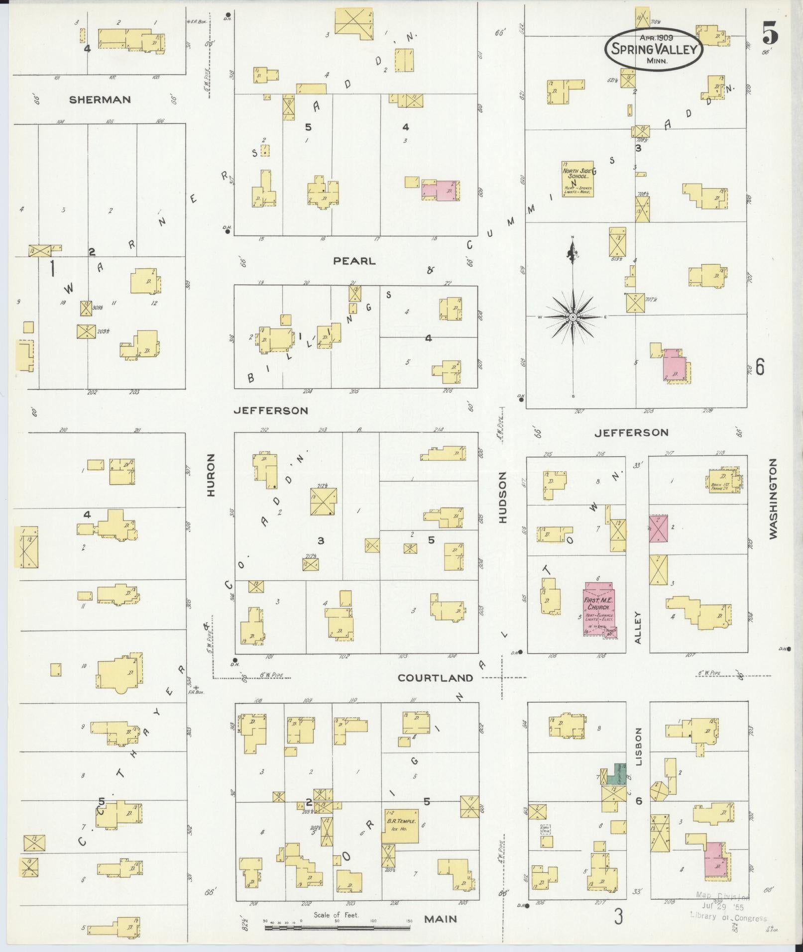 Sanborn Fire Insurance Map from Spring Valley, Fillmore County, Minnesota (1909), Sheet #0005 - Complete Map Set gallery image, historic Sanborn map, vintage wall art, Minnesota Minnesota