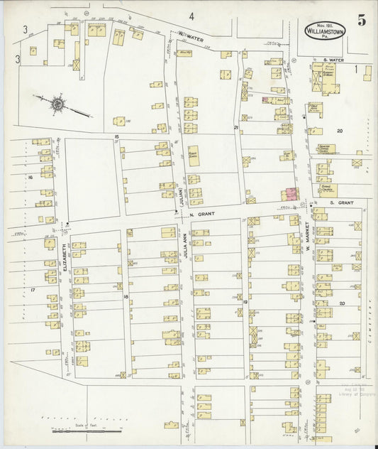 Sanborn Fire Insurance Map from Williamstown, Dauphin County, Pennsylvania (1911), Sheet #0005 - Historic Sanborn Fire Insurance Map Print, vintage old map wall art, antique decor, genealogy gift, Pennsylvania Pennsylvania map