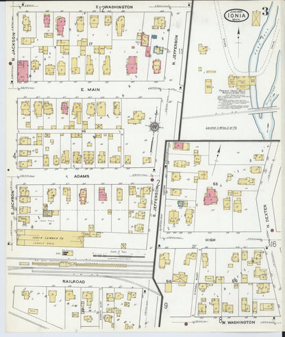 Sanborn Fire Insurance Map from Ionia, Ionia County, Michigan (1920), Sheet #0003 - Historic Sanborn Fire Insurance Map Print, vintage old map wall art, antique decor, genealogy gift, Michigan Michigan map