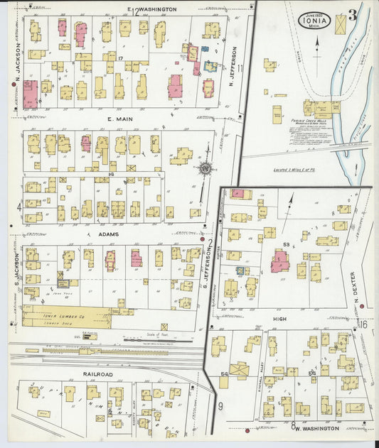 Sanborn Fire Insurance Map from Ionia, Ionia County, Michigan (1920), Sheet #0003 - Historic Sanborn Fire Insurance Map Print, vintage old map wall art, antique decor, genealogy gift, Michigan Michigan map