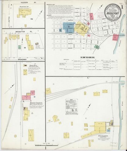 Sanborn Fire Insurance Map from Bridgeport, Jackson County, Alabama (1908), Sheet #0001 - Complete Map Set gallery image, historic Sanborn map, vintage wall art, Alabama Alabama