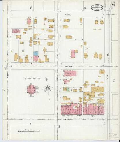 Sanborn Fire Insurance Map from Coshocton, Coshocton County, Ohio (1899), Sheet #0004 - Historic Sanborn Fire Insurance Map Print, vintage old map wall art, antique decor, genealogy gift, Ohio Ohio map