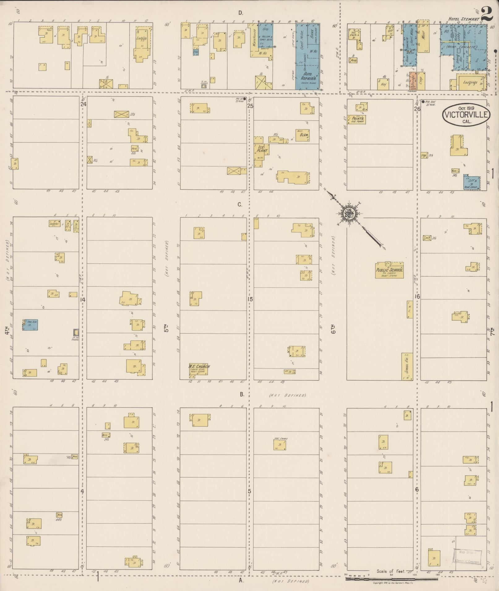 Sanborn Fire Insurance Map from Victorville, San Bernardino County, California (1919), Sheet #0002 - Complete Map Set gallery image, historic Sanborn map, vintage wall art, California California