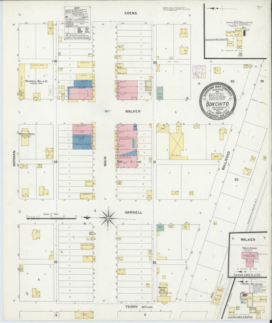 Sanborn Fire Insurance Map from Bokchito, Bryan County, Oklahoma (1908), Sheet #0001 - Historic Sanborn Fire Insurance Map Print, vintage old map wall art, antique decor, genealogy gift, Oklahoma Oklahoma map