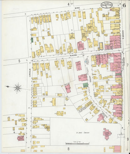 Sanborn Fire Insurance Map from Hampton, Independent Cities, Virginia (1900), Sheet #0006 - Complete Map Set gallery image, historic Sanborn map, vintage wall art, Virginia Virginia