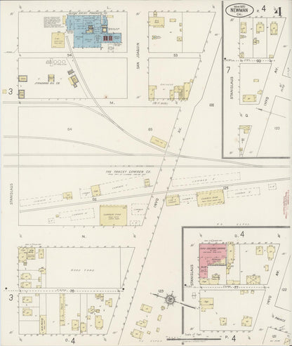 Sanborn Fire Insurance Map from Newman, Stanislaus County, California (1920), Sheet #0004 - Complete Map Set gallery image, historic Sanborn map, vintage wall art, California California