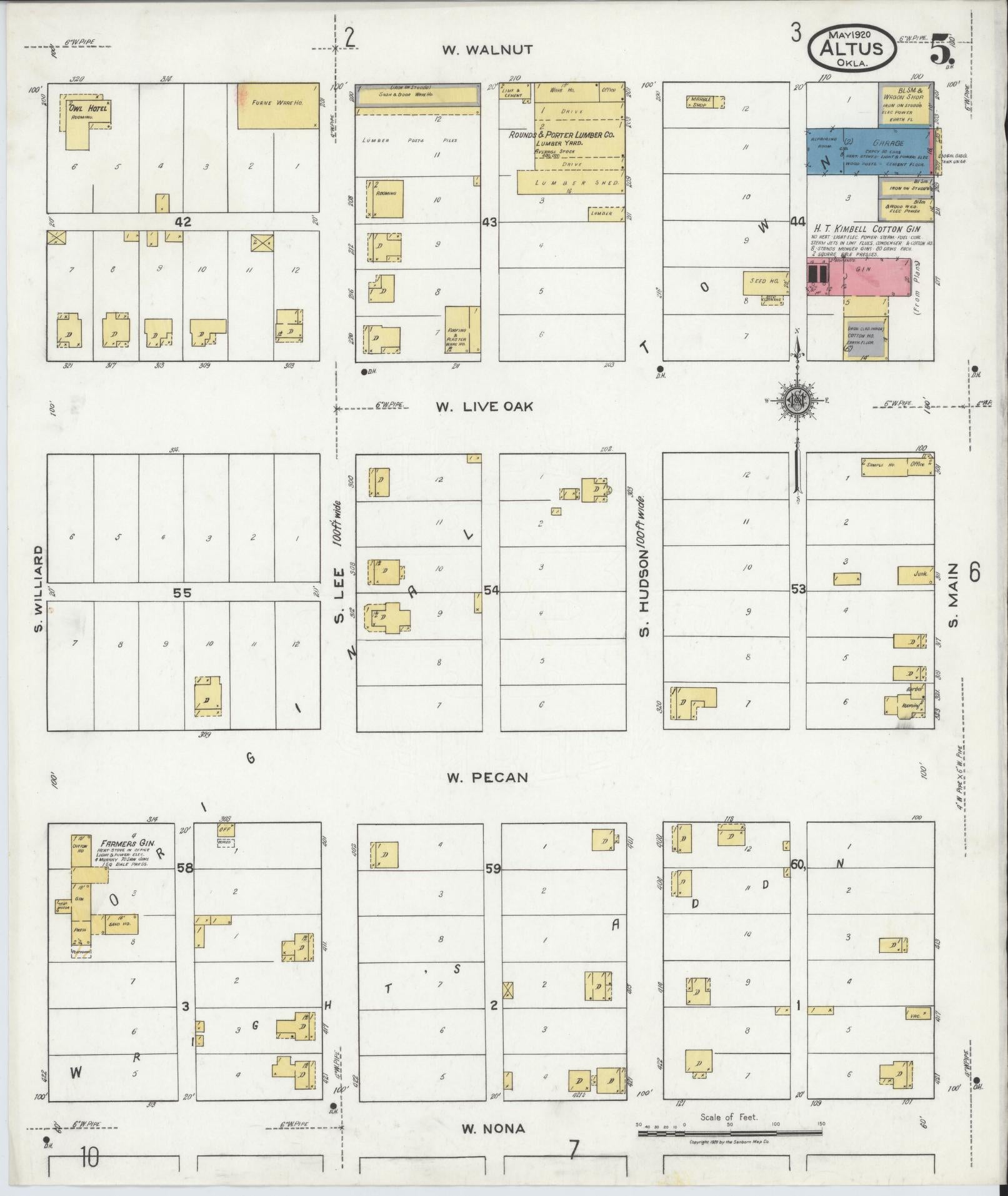 Sanborn Fire Insurance Map from Altus, Jackson County, Oklahoma (1920), Sheet #0005 - Historic Sanborn Fire Insurance Map Print, vintage old map wall art, antique decor, genealogy gift, Oklahoma Oklahoma map