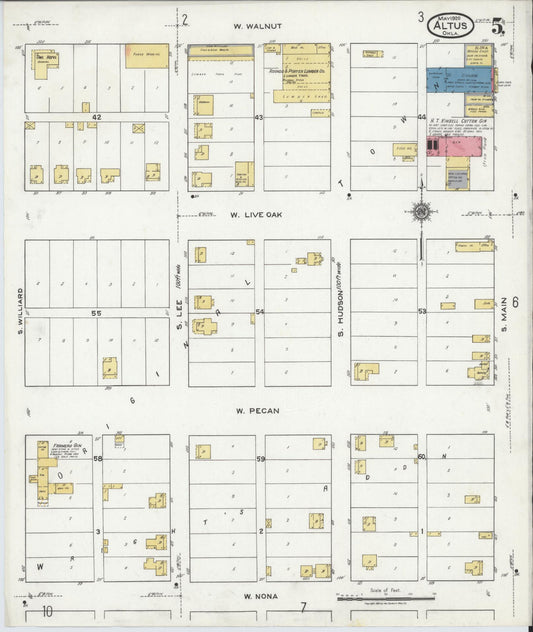 Sanborn Fire Insurance Map from Altus, Jackson County, Oklahoma (1920), Sheet #0005 - Historic Sanborn Fire Insurance Map Print, vintage old map wall art, antique decor, genealogy gift, Oklahoma Oklahoma map