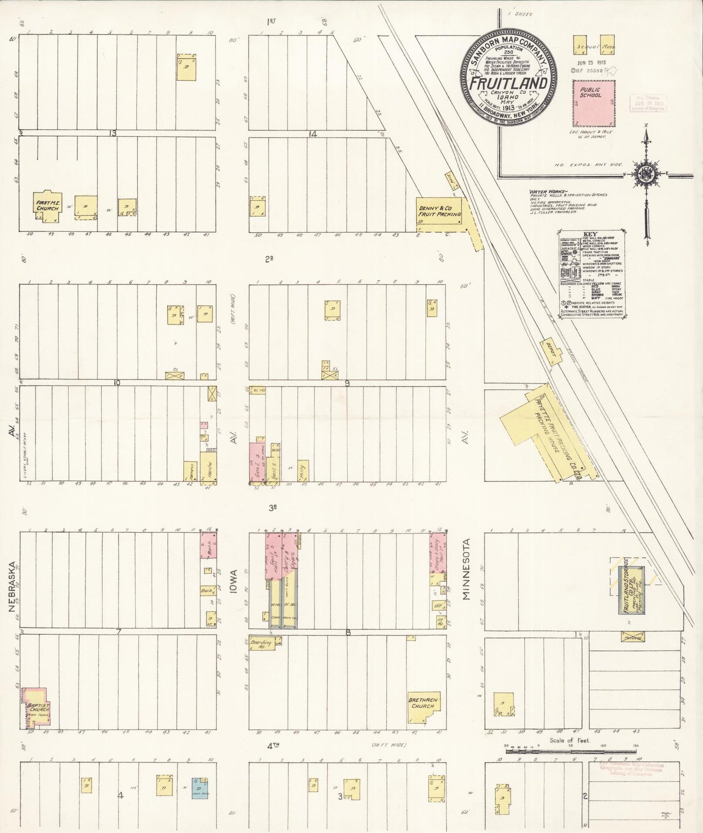 Sanborn Fire Insurance Map from Fruitland, Payette County, Idaho (1913), Sheet #0001 - Historic Sanborn Fire Insurance Map Print, vintage old map wall art, antique decor, genealogy gift, Idaho Idaho map