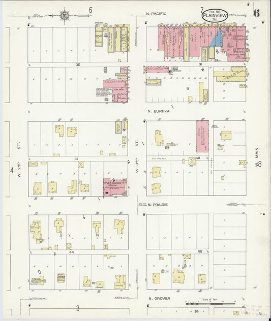 Sanborn Fire Insurance Map from Plainview, Hale County, Texas (1914), Sheet #0006 - Historic Sanborn Fire Insurance Map Print, vintage old map wall art, antique decor, genealogy gift, Texas Texas map