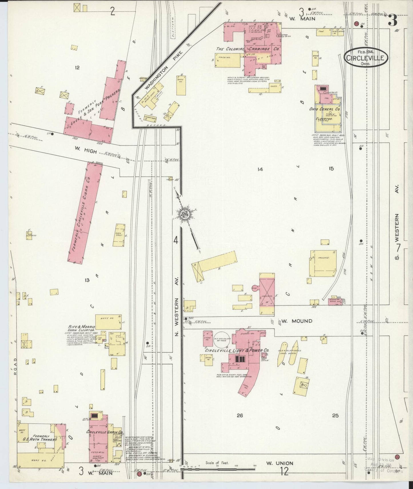 Sanborn Fire Insurance Map from Circleville, Pickaway County, Ohio (1914), Sheet #0003 - Historic Sanborn Fire Insurance Map Print, vintage old map wall art, antique decor, genealogy gift, Ohio Ohio map