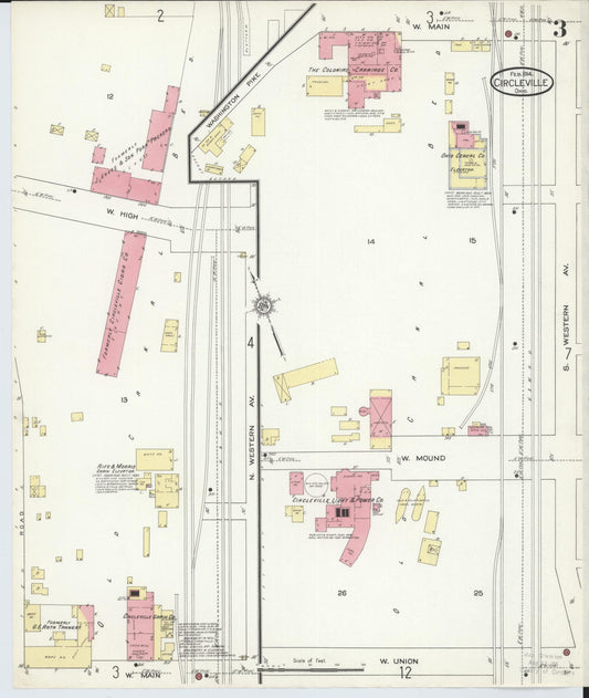 Sanborn Fire Insurance Map from Circleville, Pickaway County, Ohio (1914), Sheet #0003 - Historic Sanborn Fire Insurance Map Print, vintage old map wall art, antique decor, genealogy gift, Ohio Ohio map