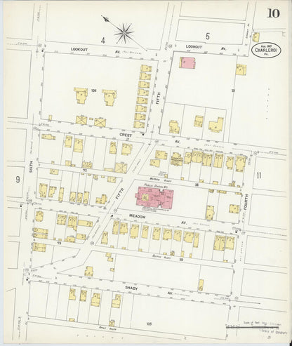 Sanborn Fire Insurance Map from Charleroi, Washington County, Pennsylvania (1907), Sheet #0010 - Complete Map Set gallery image, historic Sanborn map, vintage wall art, Pennsylvania Pennsylvania
