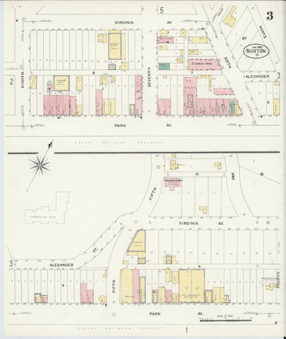 Sanborn Fire Insurance Map from Norton, Independent Cities, Virginia (1908), Sheet #0003 - Complete Map Set gallery image, historic Sanborn map, vintage wall art, Virginia Virginia