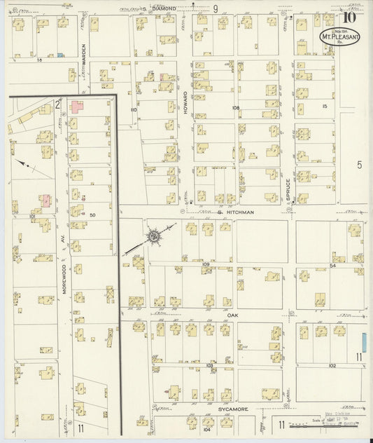 Sanborn Fire Insurance Map from Mount Pleasant, Westmoreland County, Pennsylvania (1914), Sheet #0010 - Historic Sanborn Fire Insurance Map Print, vintage old map wall art, antique decor, genealogy gift, Pennsylvania Pennsylvania map