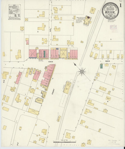 Sanborn Fire Insurance Map from Mason, Tipton County, Tennessee (1909), Sheet #0001 - Historic Sanborn Fire Insurance Map Print, vintage old map wall art, antique decor, genealogy gift, Tennessee Tennessee map
