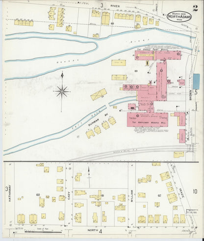 Sanborn Fire Insurance Map from North Adams, Berkshire County, Massachusetts (1908), Sheet #0002 - Historic Sanborn Fire Insurance Map Print, vintage old map wall art, antique decor, genealogy gift, Massachusetts Massachusetts map