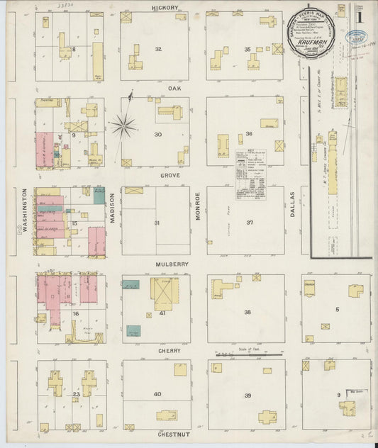 Sanborn Fire Insurance Map from Kaufman, Kaufman County, Texas (1894), Sheet #0001 - Complete Map Set gallery image, historic Sanborn map, vintage wall art, Texas Texas