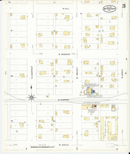 Sanborn Fire Insurance Map from Mcpherson, Mcpherson County, Kansas (1908), Sheet #0003 - Complete Map Set gallery image, historic Sanborn map, vintage wall art, Kansas Kansas
