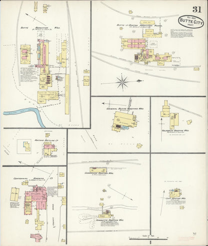Sanborn Fire Insurance Map from Butte, Silver Bow County, Montana (1890), Sheet #0031 - Complete Map Set gallery image, historic Sanborn map, vintage wall art, Montana Montana