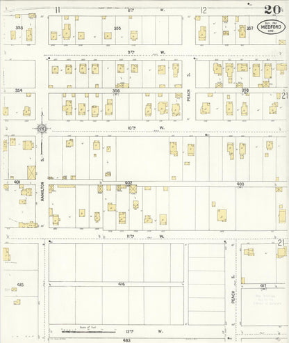 Sanborn Fire Insurance Map from Medford, Jackson County, Oregon (1911), Sheet #0020 - Complete Map Set gallery image, historic Sanborn map, vintage wall art, Oregon Oregon