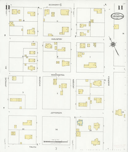 Sanborn Fire Insurance Map from Covington, Saint Tammany Parish, Louisiana (1927), Sheet #0011 - Complete Map Set gallery image, historic Sanborn map, vintage wall art, Louisiana Louisiana