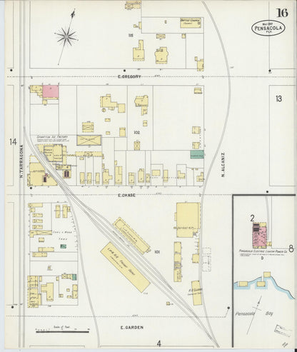 Sanborn Fire Insurance Map from Pensacola, Escambia County, Florida (1897), Sheet #0016 - Historic Sanborn Fire Insurance Map Print, vintage old map wall art, antique decor, genealogy gift, Florida Florida map