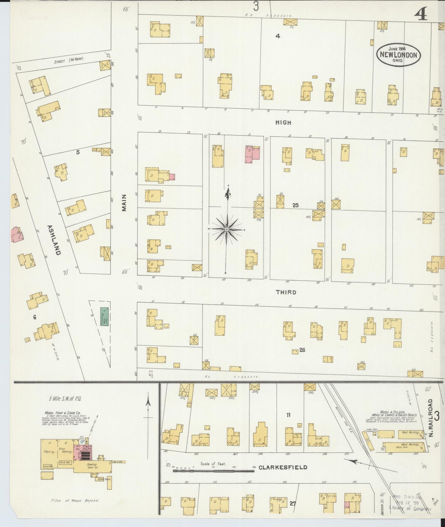 Sanborn Fire Insurance Map from New London, Huron County, Ohio (1904), Sheet #0004 - Complete Map Set gallery image, historic Sanborn map, vintage wall art, Ohio Ohio
