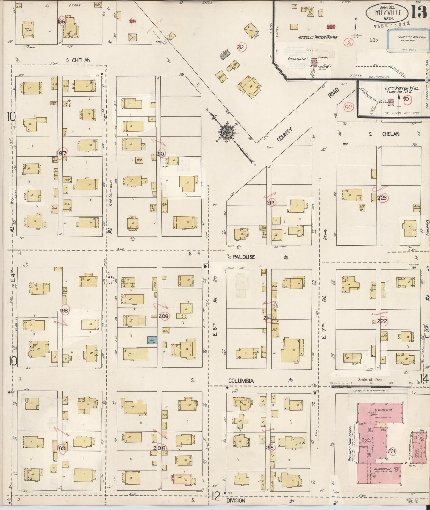 Sanborn Fire Insurance Map from Ritzville, Adams County, Washington (1939), Sheet #0013 - Complete Map Set gallery image, historic Sanborn map, vintage wall art, Washington Washington