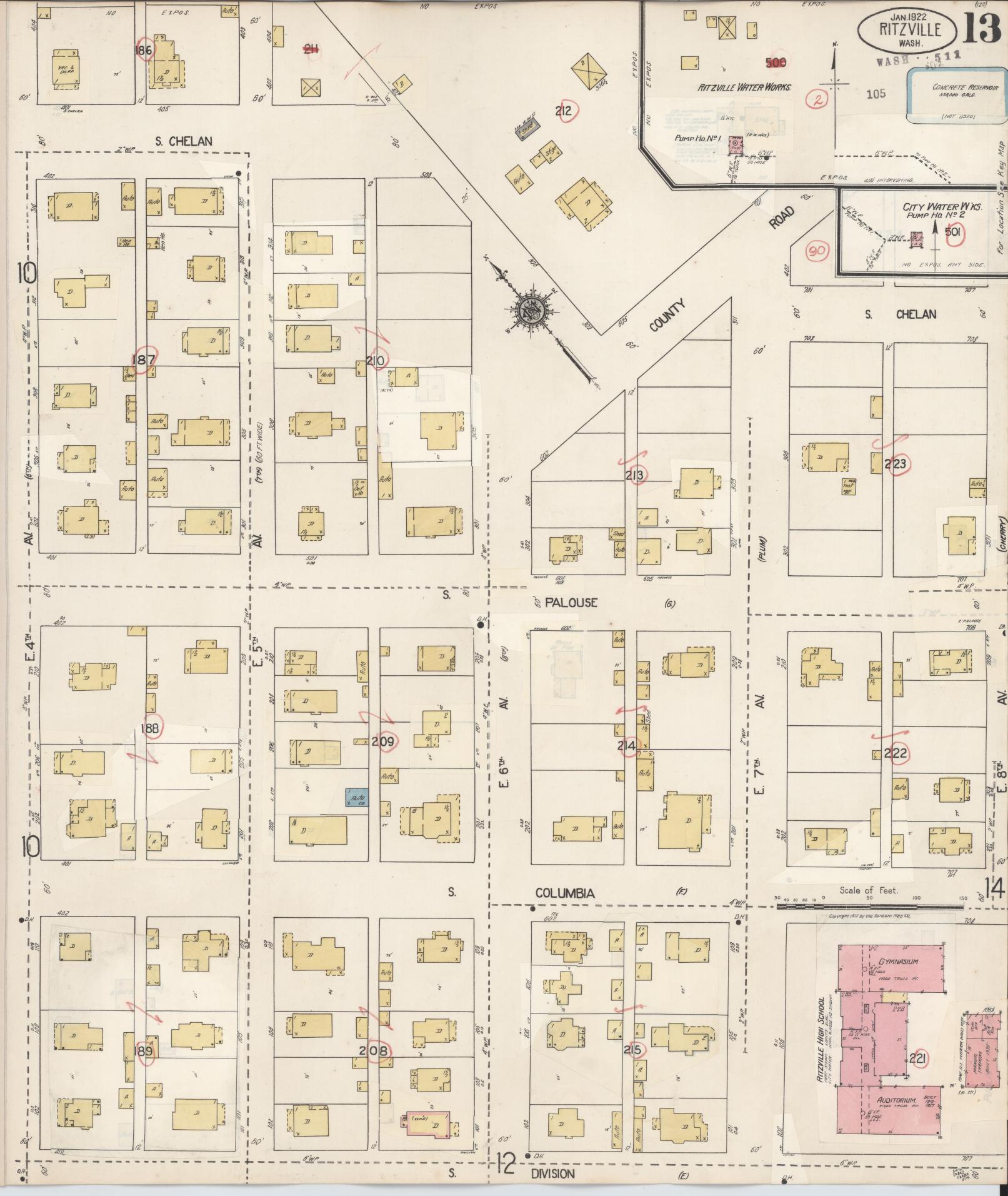 Sanborn Fire Insurance Map from Ritzville, Adams County, Washington (1939), Sheet #0013 - Complete Map Set gallery image, historic Sanborn map, vintage wall art, Washington Washington