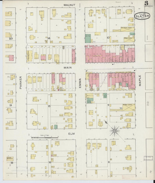 Sanborn Fire Insurance Map from Slater, Saline County, Missouri (1894), Sheet #0003 - Historic Sanborn Fire Insurance Map Print, vintage old map wall art, antique decor, genealogy gift, Missouri Missouri map