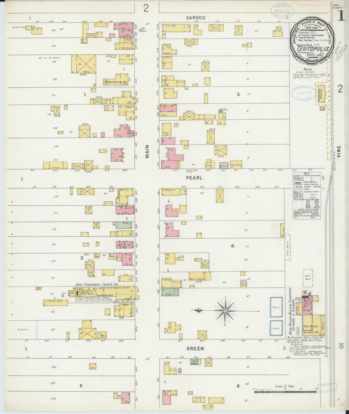 Sanborn Fire Insurance Map from Teutopolis, Effingham County, Illinois (1898), Sheet #0001 - Historic Sanborn Fire Insurance Map Print, vintage old map wall art, antique decor, genealogy gift, Illinois Illinois map