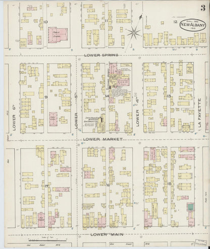 Sanborn Fire Insurance Map from New Albany, Floyd County, Indiana (1886), Sheet #0003 - Historic Sanborn Fire Insurance Map Print, vintage old map wall art, antique decor, genealogy gift, Indiana Indiana map