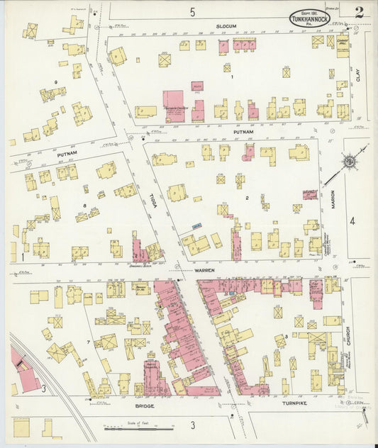 Sanborn Fire Insurance Map from Tunkhannock, Wyoming County, Pennsylvania (1911), Sheet #0002 - Historic Sanborn Fire Insurance Map Print, vintage old map wall art, antique decor, genealogy gift, Pennsylvania Pennsylvania map