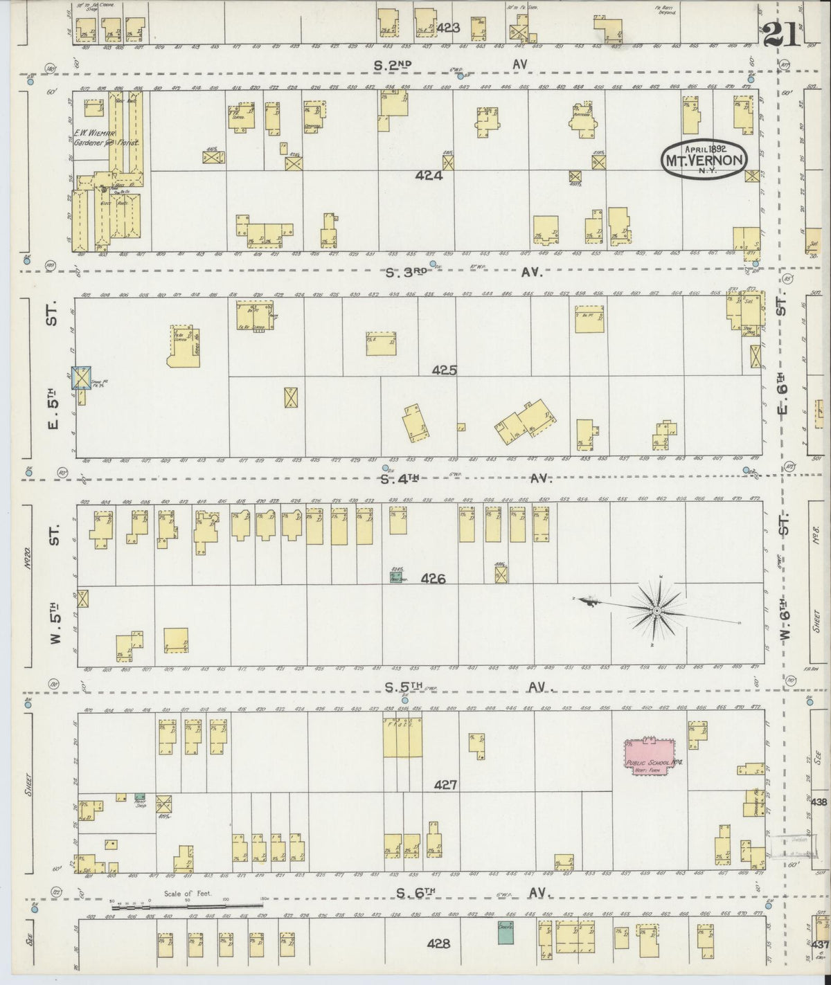 Sanborn Fire Insurance Map from Mount Vernon, Westchester County, New York (1892), Sheet #0021 - Complete Map Set gallery image, historic Sanborn map, vintage wall art, New York New York