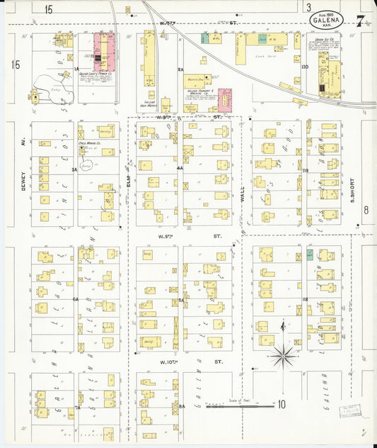 Sanborn Fire Insurance Map from Galena, Cherokee County, Kansas (1905), Sheet #0007 - Historic Sanborn Fire Insurance Map Print, vintage old map wall art, antique decor, genealogy gift, Kansas Kansas map