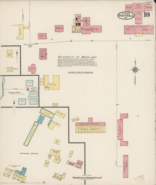 Sanborn Fire Insurance Map from Hyattsville, Prince Georges County, Maryland (1922), Sheet #0010 - Historic Sanborn Fire Insurance Map Print, vintage old map wall art