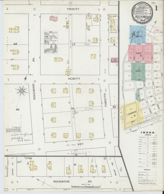 Sanborn Fire Insurance Map from Rockwood, Roane County, Tennessee (1893), Sheet #0001 - Complete Map Set gallery image, historic Sanborn map, vintage wall art, Tennessee Tennessee