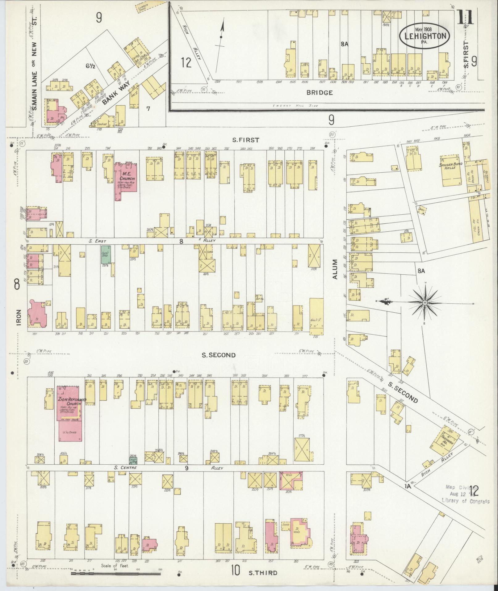 Sanborn Fire Insurance Map from Lehighton, Carbon County, Pennsylvania (1908), Sheet #0011 - Complete Map Set gallery image, historic Sanborn map, vintage wall art, Pennsylvania Pennsylvania