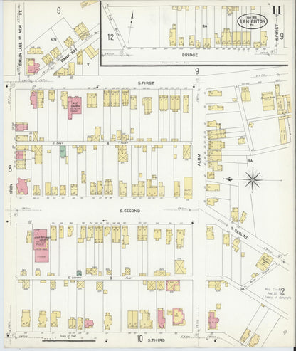 Sanborn Fire Insurance Map from Lehighton, Carbon County, Pennsylvania (1908), Sheet #0011 - Complete Map Set gallery image, historic Sanborn map, vintage wall art, Pennsylvania Pennsylvania