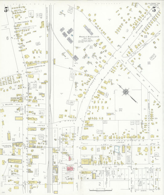 Sanborn Fire Insurance Map from Kilgore, Gregg County, Texas (1936), Sheet #0005 - Historic Sanborn Fire Insurance Map Print, vintage old map wall art, antique decor, genealogy gift, Texas Texas map