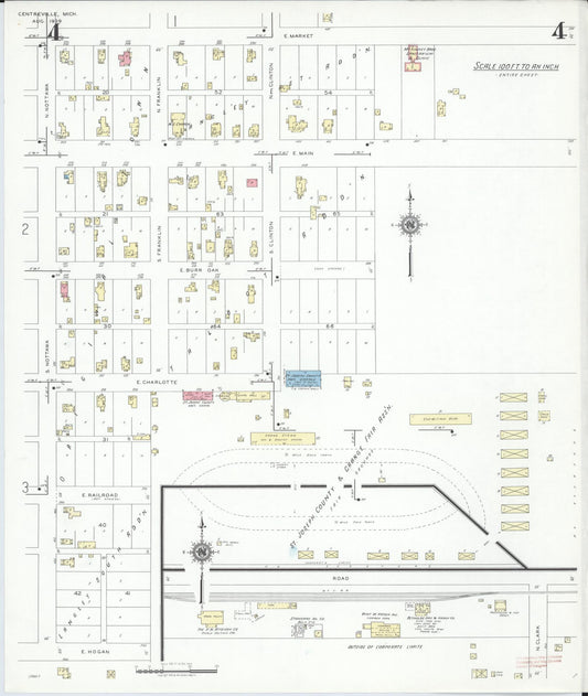 Sanborn Fire Insurance Map from Centreville, Saint Joseph County, Michigan (1939), Sheet #0004 - Historic Sanborn Fire Insurance Map Print, vintage old map wall art, antique decor, genealogy gift, Michigan Michigan map