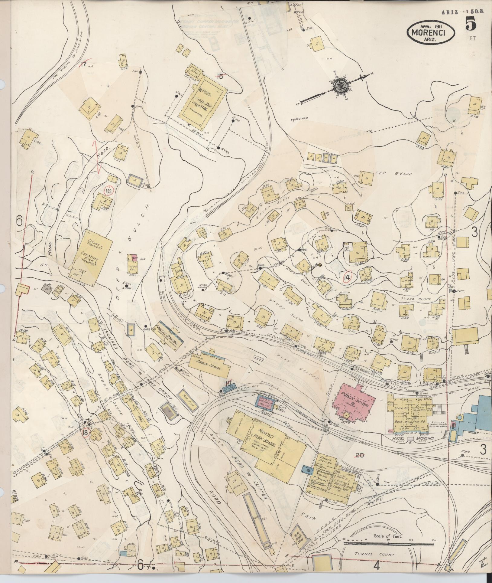 Sanborn Fire Insurance Map from Morenci, Greenlee County, Arizona (1931), Sheet #0005 - Complete Map Set gallery image, historic Sanborn map, vintage wall art, Arizona Arizona